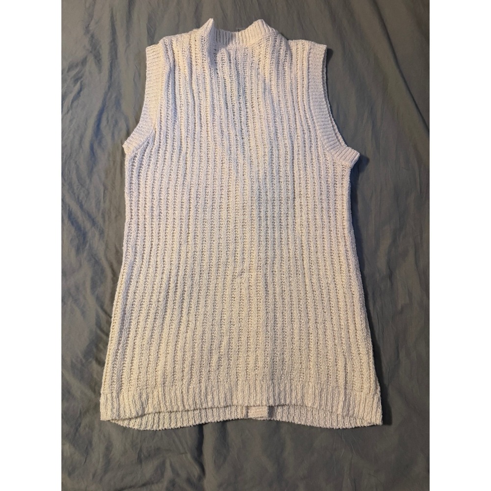 Vintage Its Pure Gould Cream Knit Button Front Sweater Vest Cardigan Pockets - Picture 4 of 8